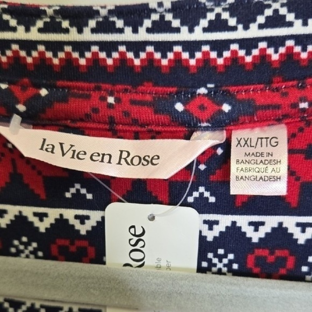 La Vie En Rose One Piece Pajamas Sleepwear, Fair Isle Winter Pattern, XXL, New - Picture 6 of 10